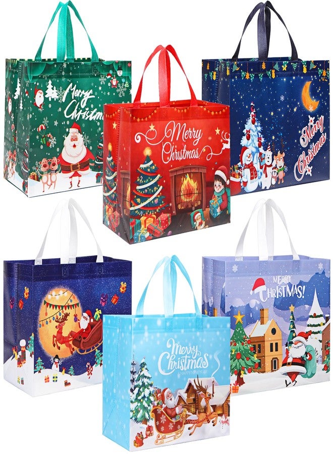 Ceryvop 12 Pack Christmas Gift Bags, Large Reusable Tote Bags with Handles for Gift Wrapping, Shopping, and Xmas Party Supplies (12.8×9.8×6.7IN) - Image 1